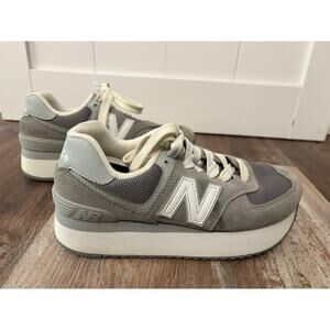 New Balance women’s 574+ platform sneakers in Shadow Grey Sz 8 EUC